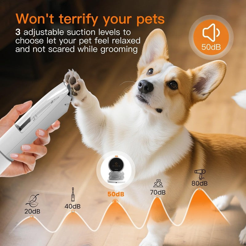 Dog Grooming Vacuum Kit 12000Pa Pet Hair Shedding Trimmer Quiet 2L PG1007