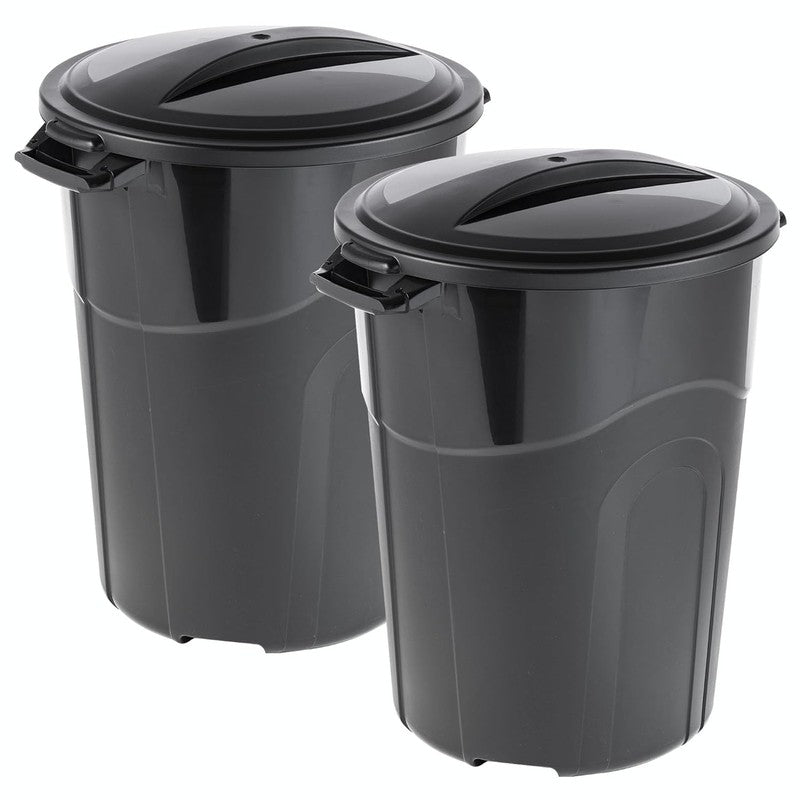 32 Gal Heavy Duty Plastic Trash Can w/ Lid & Handles for Indoor Outdoor Use5