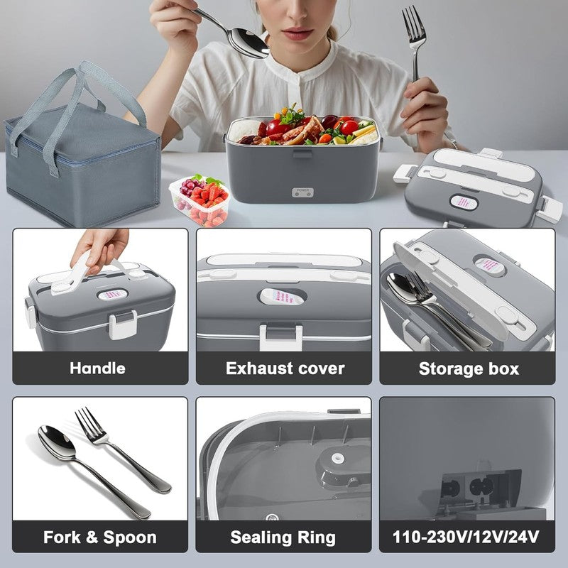 Electric Lunch Box 100W 1.8L Heated Food Warmer Portable 12/24V 110 230V3