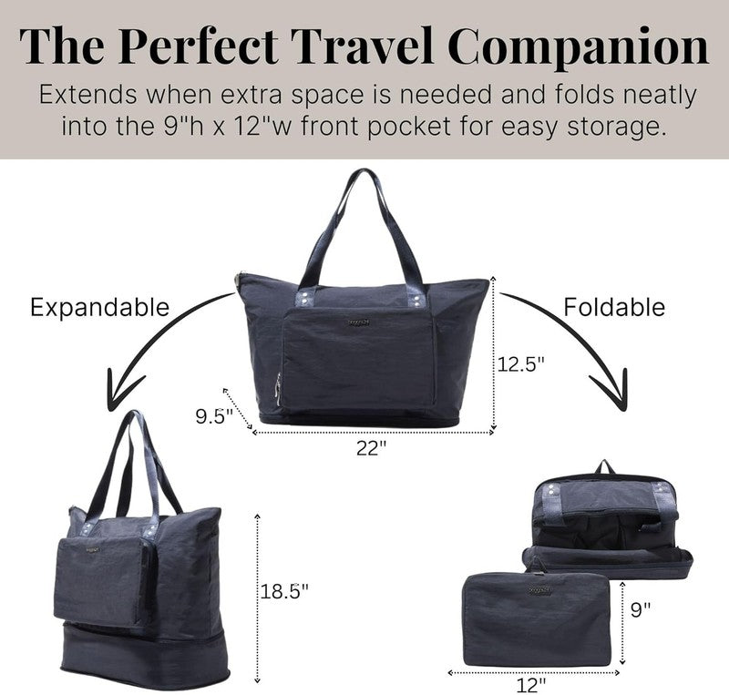 Carryall Expandable Lightweight Travel Tote 22" Packable Folding Compact Nylon W2