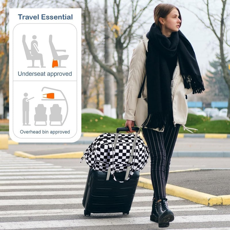 Travel Duffel Bag Women Puffer Gym Weekender Wet Pocket Carry On Checkerboard1