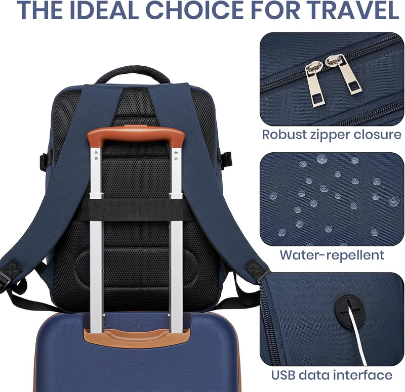 3pc Carry On Luggage Set TSA Lock Spinner Wheels Hardshell Navy Brown2