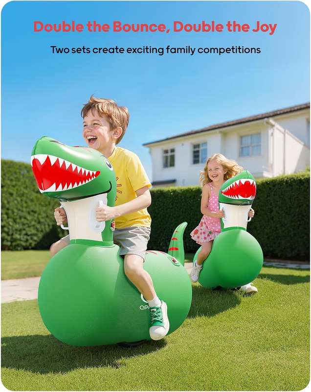 Inflatable Bouncy Dinosaur 2 Pack w/ Hand Pump Ride On Animal Toy 220lbs1
