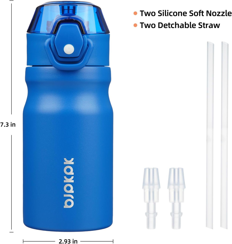 14oz Insulated Water Bottle Stainless Steel Straw Lid Handle Blue3