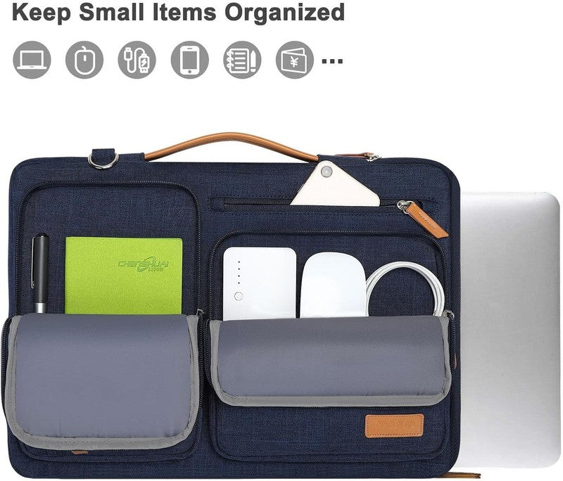 15.6 Inch Laptop Shoulder Bag 360 Protective Messenger 4 Zipper Pockets Green3