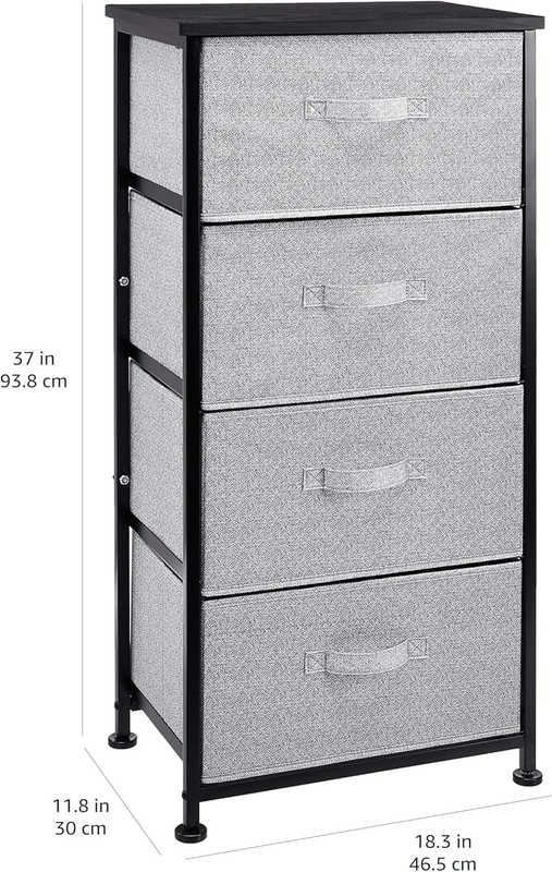 4 Drawer Fabric Storage Organizer Closet Bedroom Unit Black2
