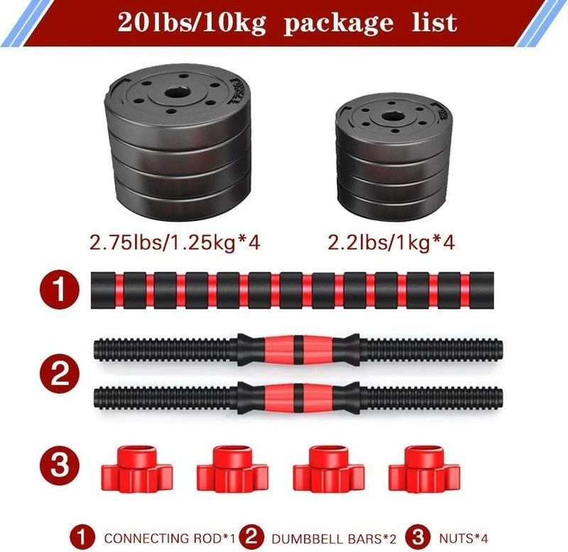 Adjustable Dumbbells Set - 2 in 1 Convertible to Barbell for Home Gym1