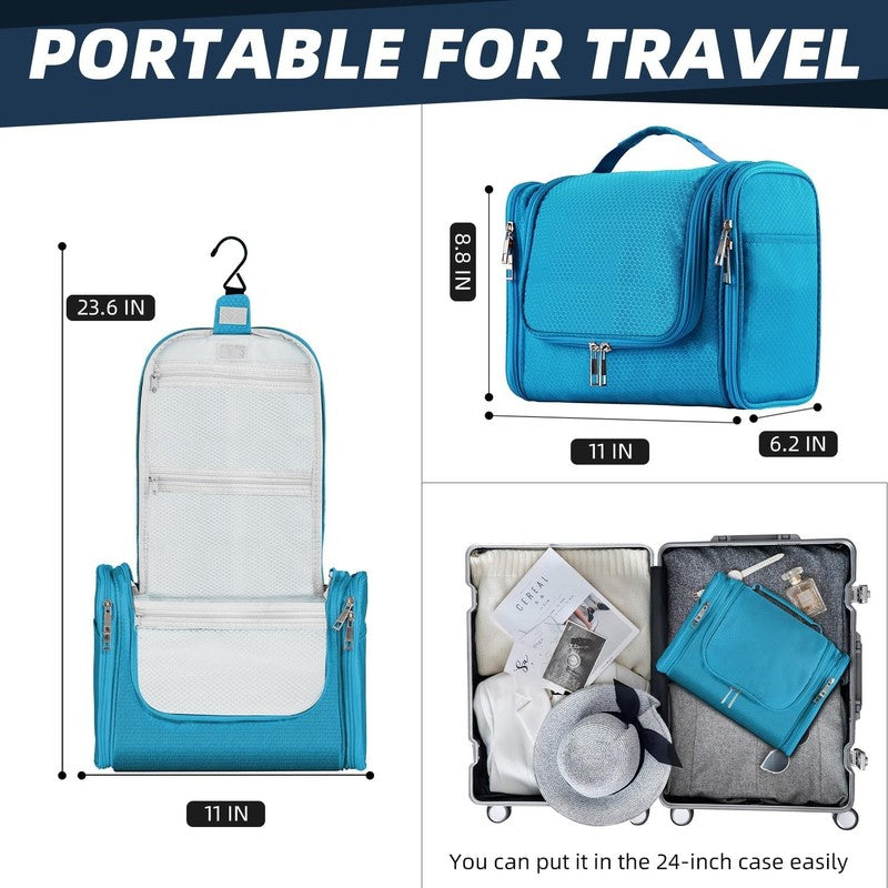 Large Hanging Toiletry Bag Travel Dopp Kit Water-Resistant Light Blue1