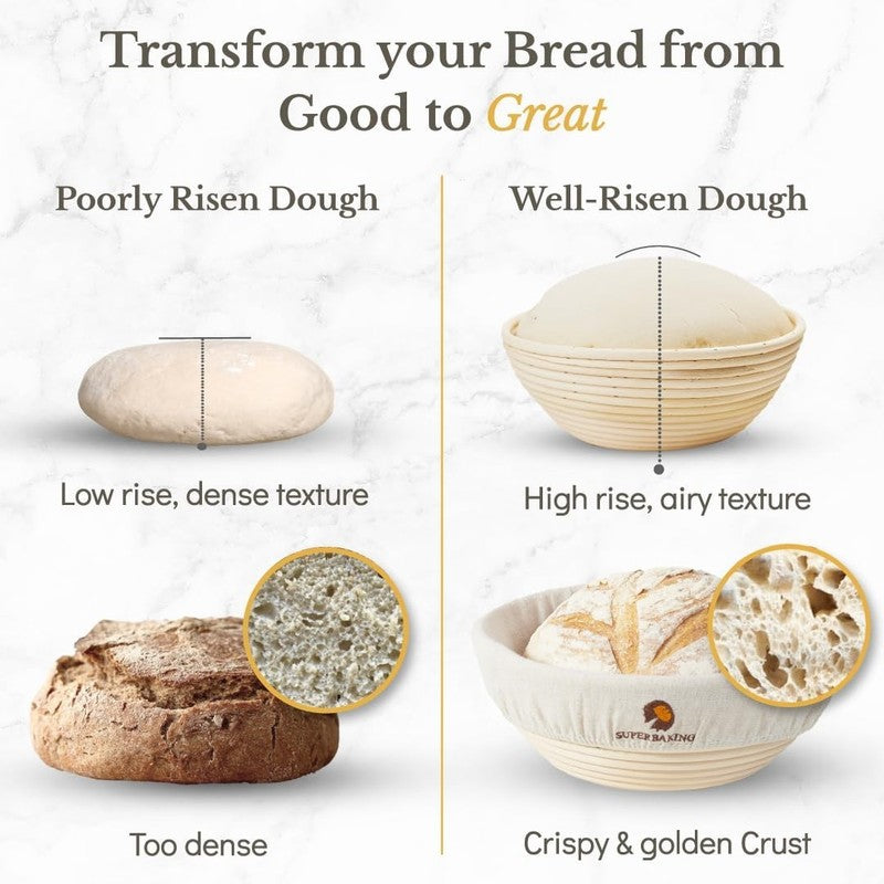 9" Banneton Bread Proofing Basket   Sourdough Starter & Baking Supplies Kit5