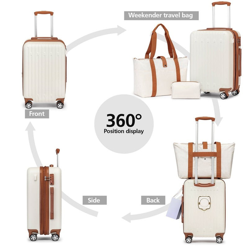 3PCS 20" Carry On Luggage Set TSA Lock Spinner Wheels Travel Suitcases5