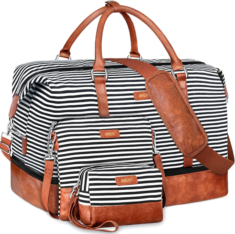 21in Weekender Duffle Bag Women 3Pc Set Carry On Travel w/ Shoe Compartment0