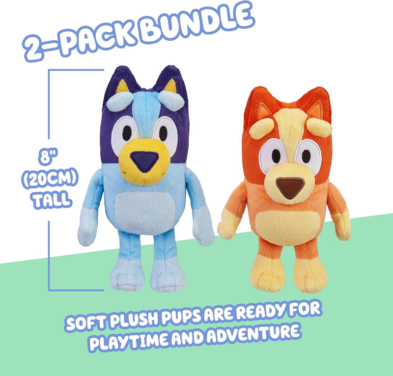 Bingo & Plush Toys Bundle 2 Pack Soft Deluxe Fabric Embroidered Characters2