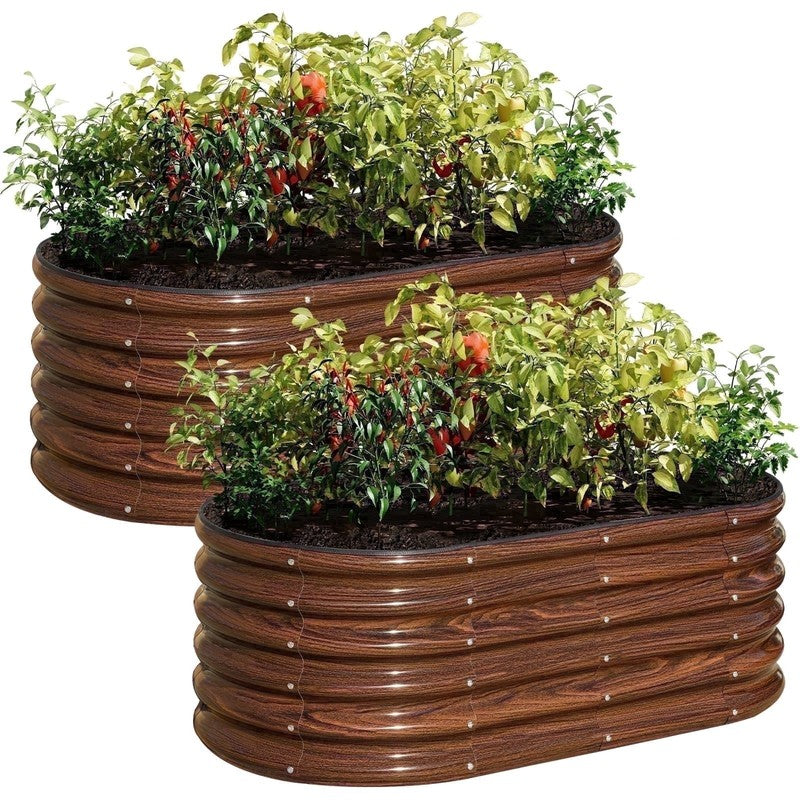 2-Pack 4X2X1.5 FT Extra-Deep Raised Garden Bed, Galvanized Metal Planter Box for9