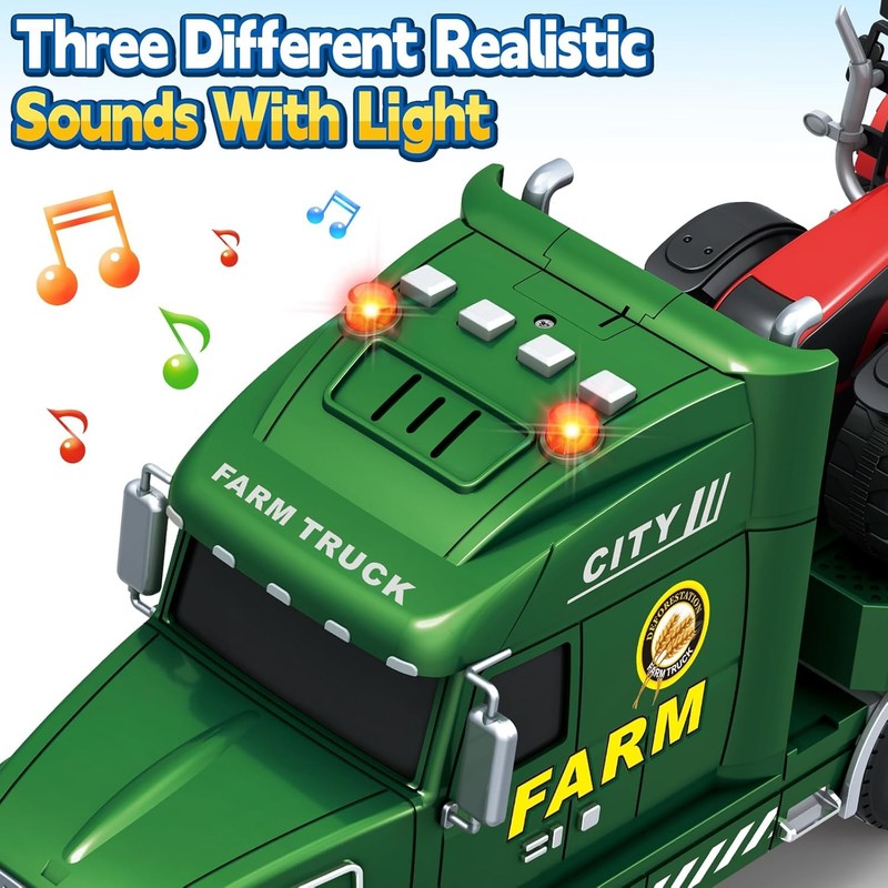 Toddler Boy Toys, Extra Large Farm Truck with Tractors, 3 in 1 Vehicle Car Truck3