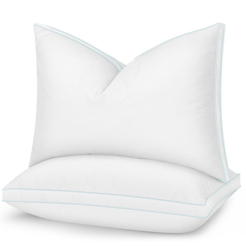 Goose Feather down Pillows, Gusseted Bed Pillows Queen Size Set of 2, Luxury Hot7