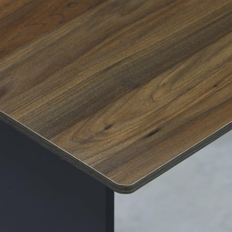 Compact Computer Desk with Shelves, round Side, Columbia Walnut/Black8