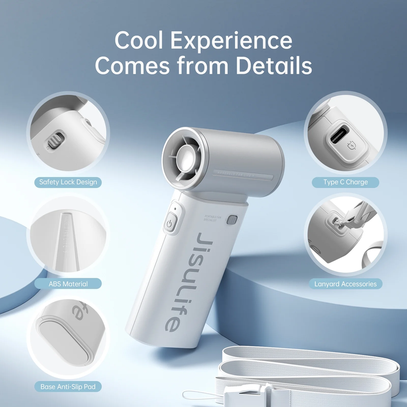 Portable Handheld Fan 5000mAh USB Rechargeable 5 Speed Mini Pocket Gray3