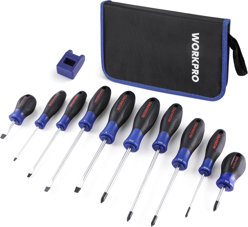 Magnetic 10 Piece Screwdriver Set with Pouch & Non Slip Grip for DIY Projects0