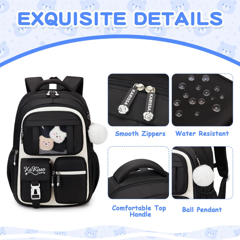 Girls Kawaii Ita Backpack Kids School Bookbag Black2