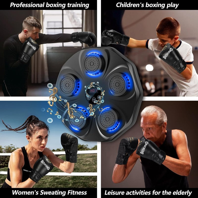 Music Boxing Machine Wall Mount Punch Trainer w Gloves 9 Modes 9 Speeds7