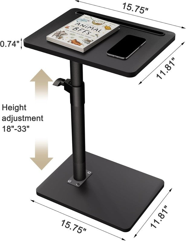 360° Swivel Adjustable Sofa Arm Tray Table Black Side Table1