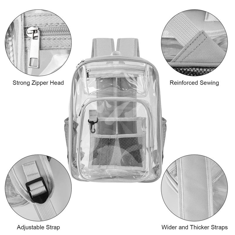 Clear Backpack, Heavy Duty PVC Transparent Backpack Stadium Approved with Reinfo5