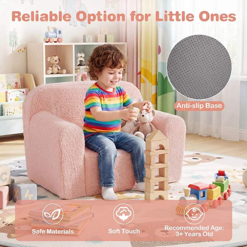 Kids Couch Portable Toddler Sofa with Handle Anti Slip Base Removable Comfy Chai9