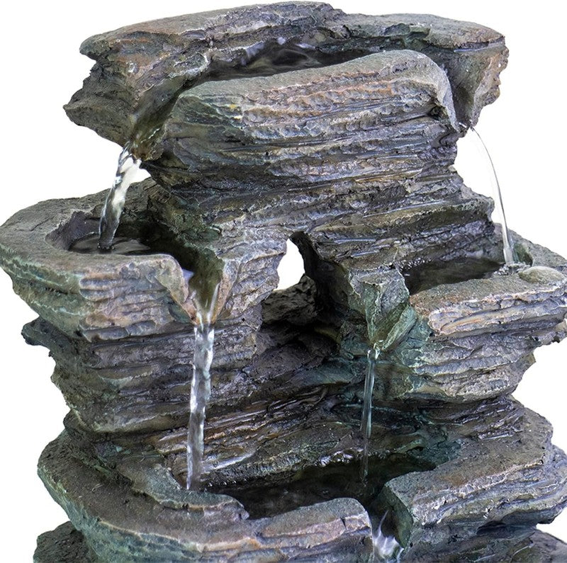 5-Tier Cascading Tabletop Fountain LED Indoor Waterfall Dark Gray Decor4