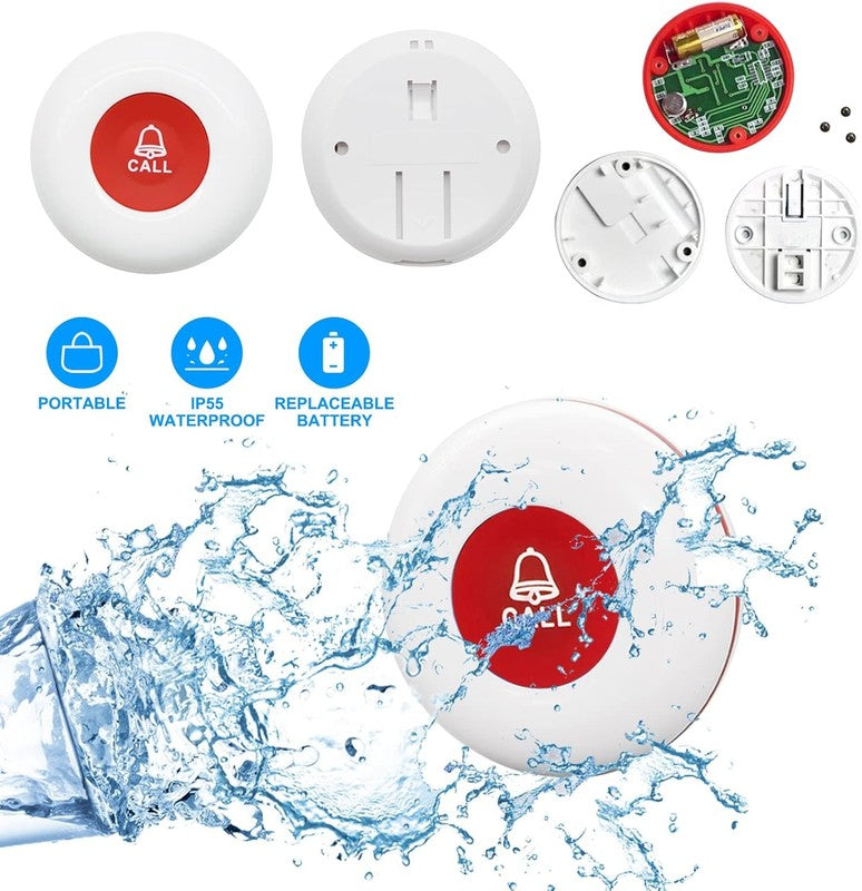 Wireless Caregiver Pager System with 2 SOS Buttons & 500ft Range Receivers3