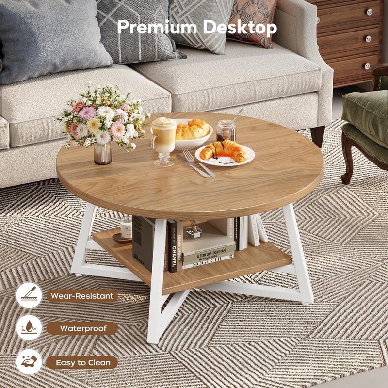 Coffee Table for Living Room, round Coffee Table, Small Circle Coffee Table with5