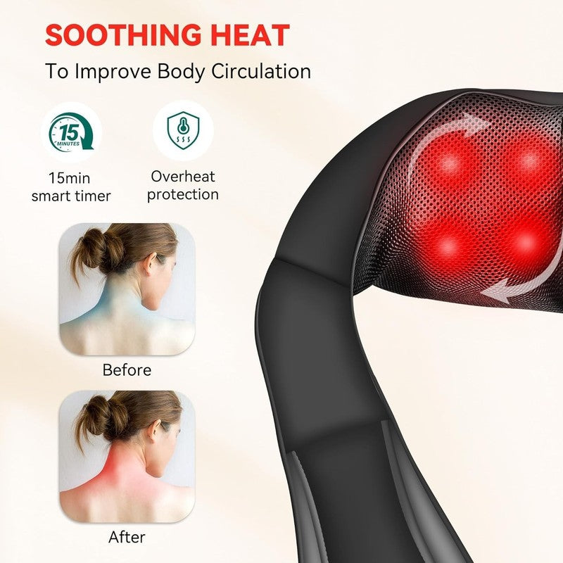 Shiatsu Neck Shoulder Massager w/ Heat Cordless Portable Back Lumbar3