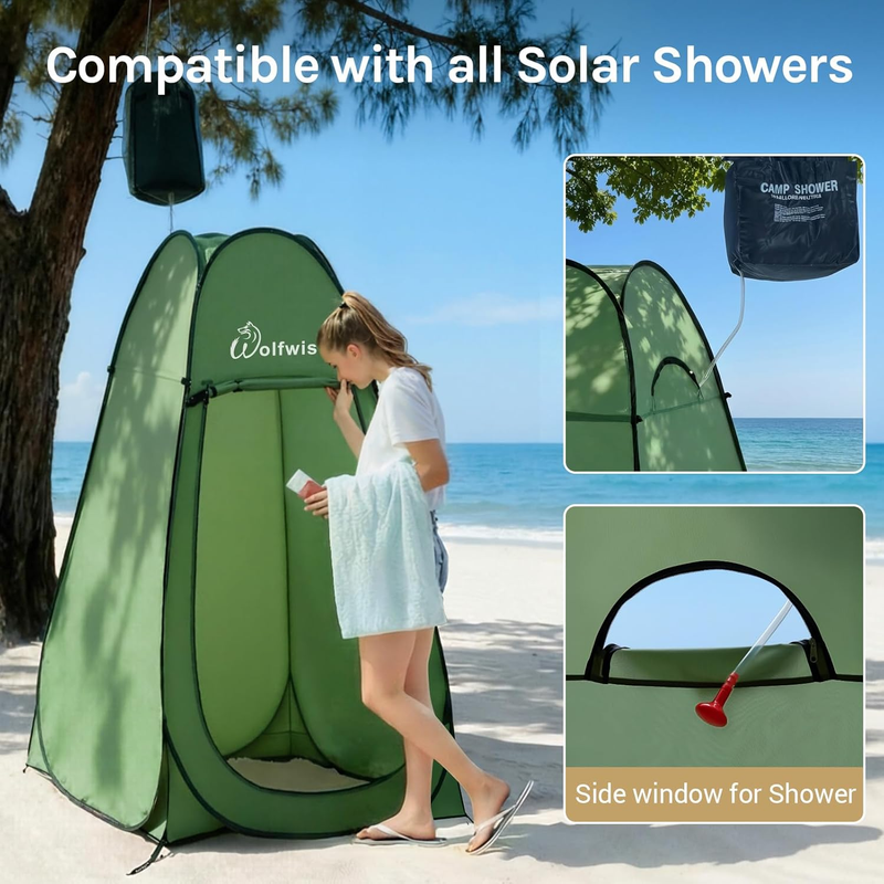 Pop Up Shower Tent Camping Portable Privacy Changing Ventilated Carry Bag Green3