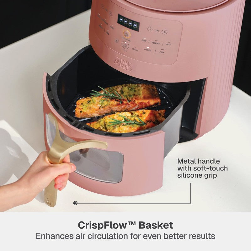 6QT Air Fryer with Thymecrisp Ceramic Nonstick Basket Faded Rose7