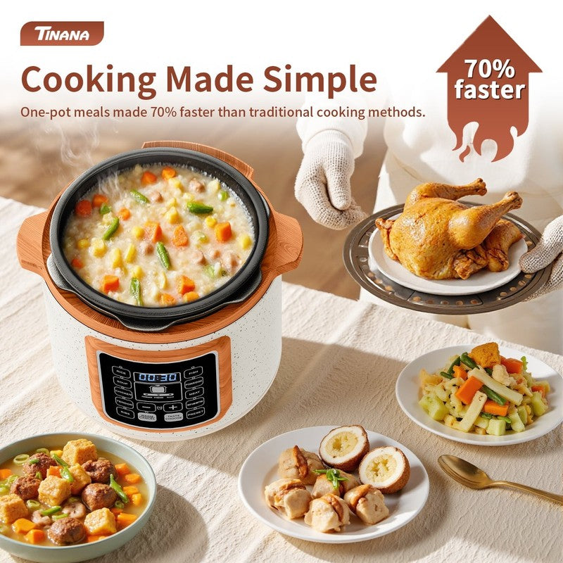 6 Quart Electric Pressure Cooker, 9-In-1 Stainless Steel Multi Cooker Pot, Rice 6