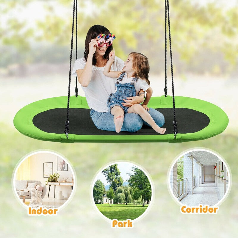 60" Saucer Tree Swing, Adjustable Outdoor Kids Giant Oval Platform, Green7
