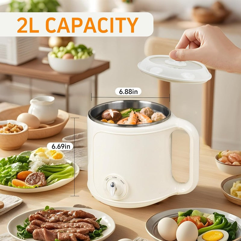 2.0L Electric Hot Pot Stainless Steel Portable Dual Power Dorm Office Travel2