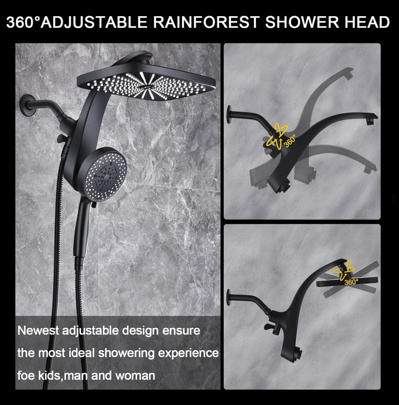 High Pressure Rain Shower Head w/ Handheld 10-Spray Combo Detachable Jets5