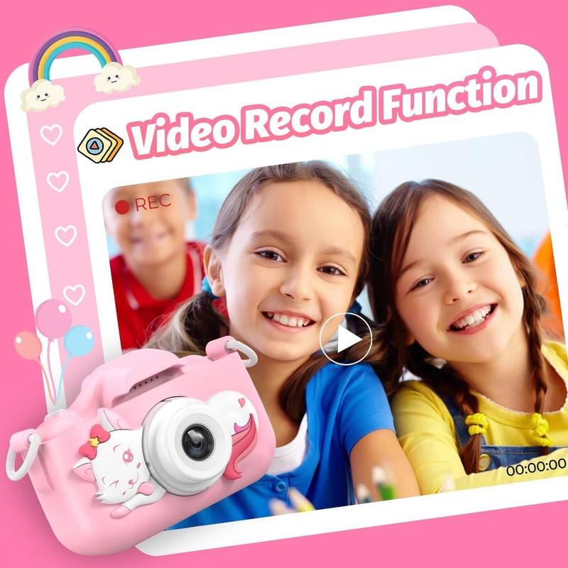 Kids Selfie Digital Camera Toy w/ Protective Cover 32GB SD Card Ages 3 104