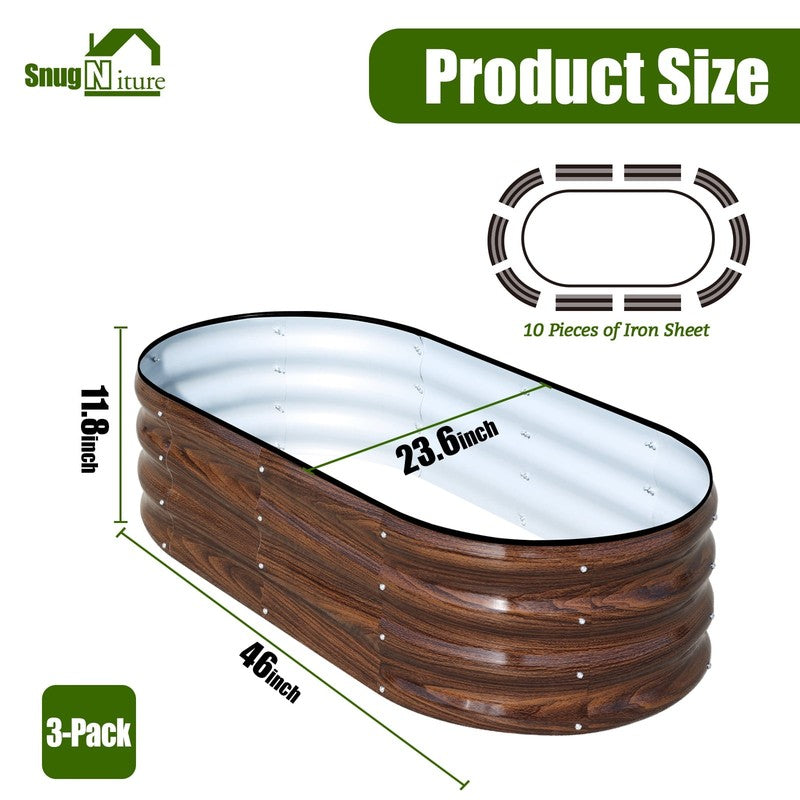 Galvanized Raised Garden Bed Outdoor, 3Pcs 4X2X1Ft Metal Planter Box, Brown5