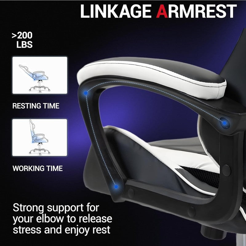 Ergonomic Massage Gaming Chair for Kids Adults, Comfy PU Leather Office Desk Cha4