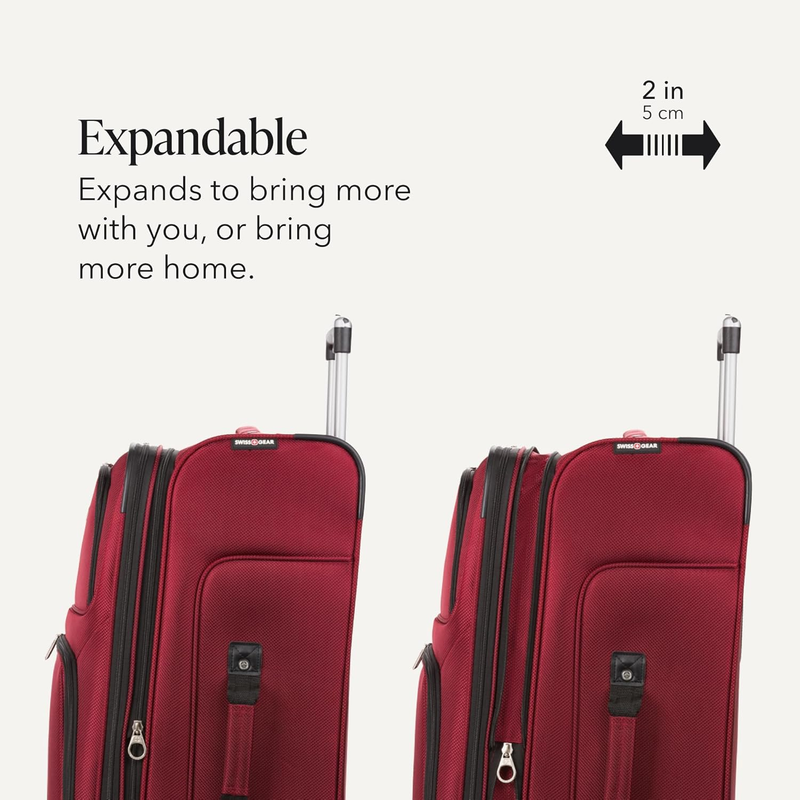 Sion Large Checked Softside Expandable Spinner Travel Suitcase Burgundy3