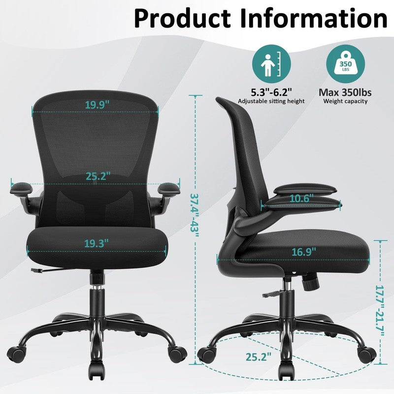 Office Chair, Ergonomic Desk Chair with Adjustable Lumbar Support, High Back Mes1