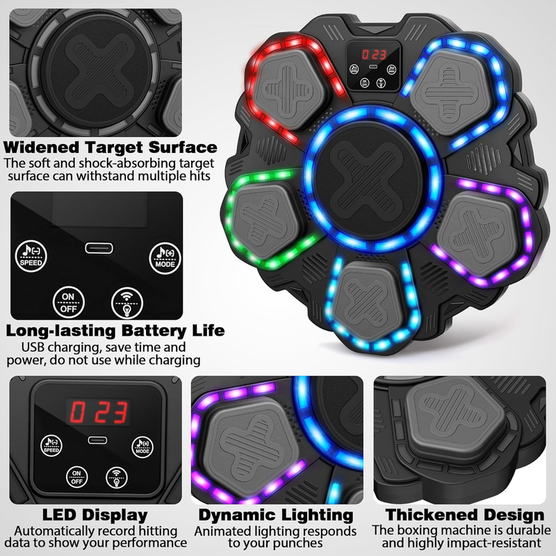 Music Boxing Machine Bluetooth Punching Target Wall Mount w/ Gloves Kids1