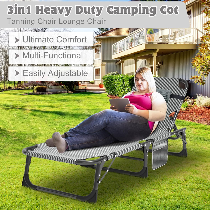 Camping Cot Extra Wide Heavy Duty 1200D Oxford Folding Bed w/ Portable Camping2