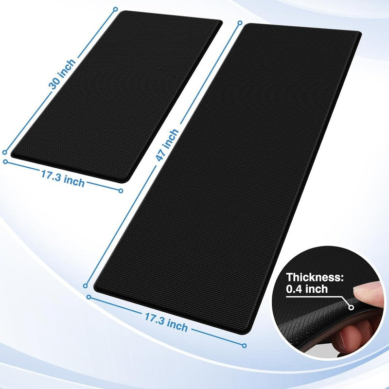Cushioned Anti Fatigue Kitchen Mats Set, Non Slip & Waterproof, 2PCS Black1