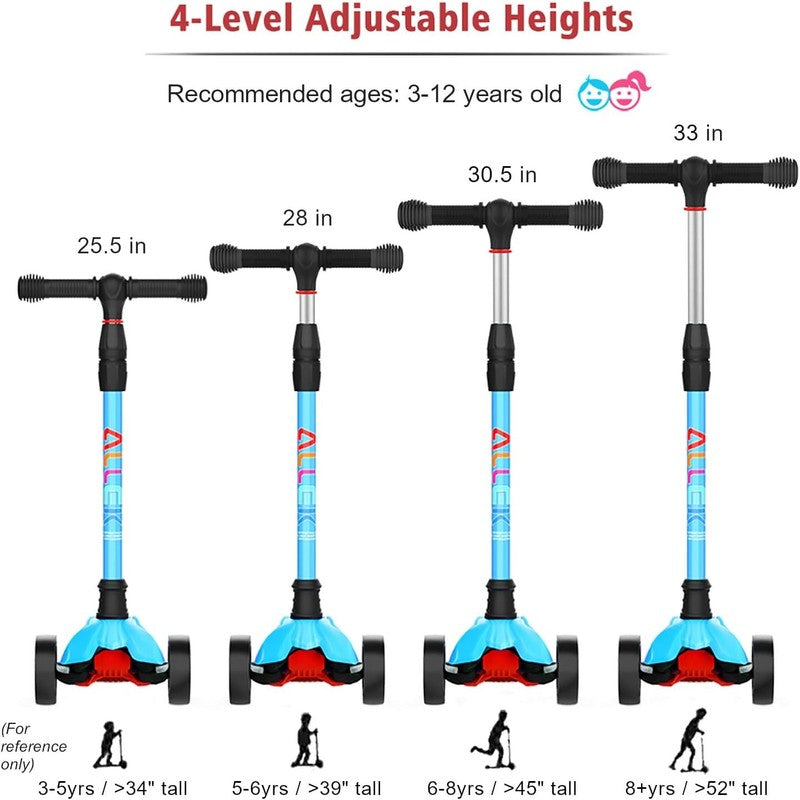 Kick Scooter B02 Lean 'N Glide Wide PU Light Up Wheels 4 Heights Aqua Blue4