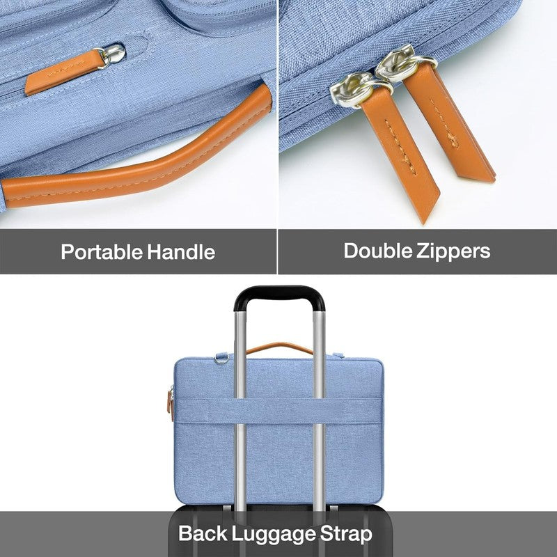 15.6 Inch Laptop Shoulder Bag 360 Protective Messenger 4 Zipper Pockets4