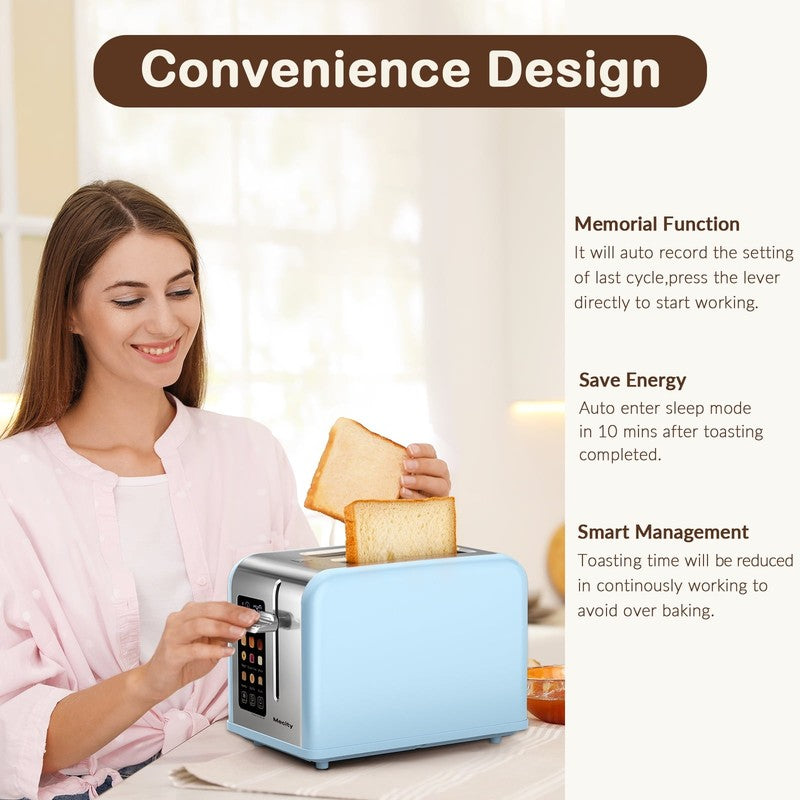 2 Slice Touchscreen Toaster, Stainless Steel, Countdown Timer, 6 Shade Settings,4