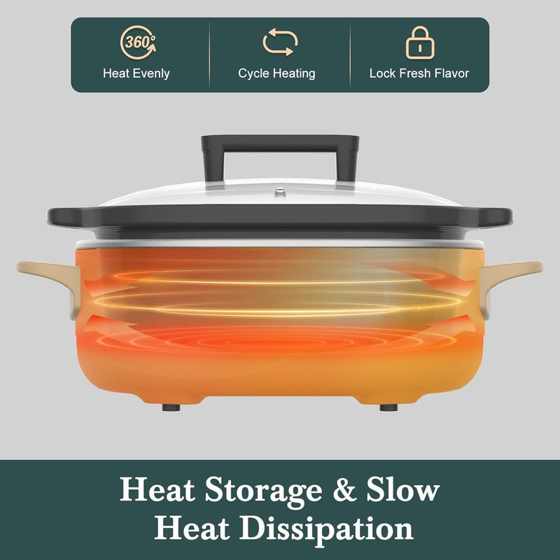 6QT Programmable Slow Cooker w/ Nonstick Pot Keep Warm Brown4
