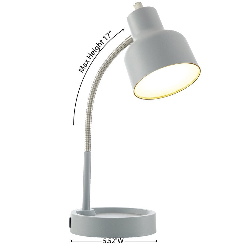 9.5in LED Gooseneck Desk Lamp Silver Painted Glass Integrated LED2